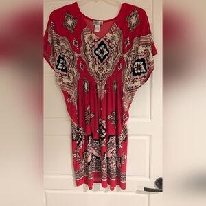 Robbie Bee Red Paisley Print V-Neck Dress